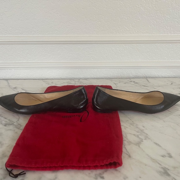 CHRISTIAN LOUBOUTIN Black Leather Nappa Ballalla Pointed Toe Ballet Flats - Picture 4 of 8